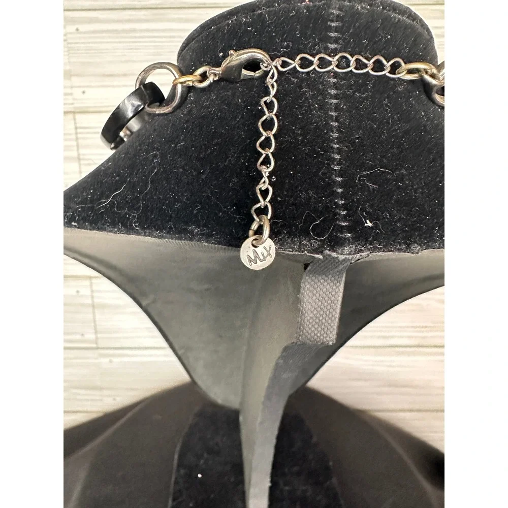 Mix Culture Gold & Black Chunky Link Statement Disc Necklace Excellent